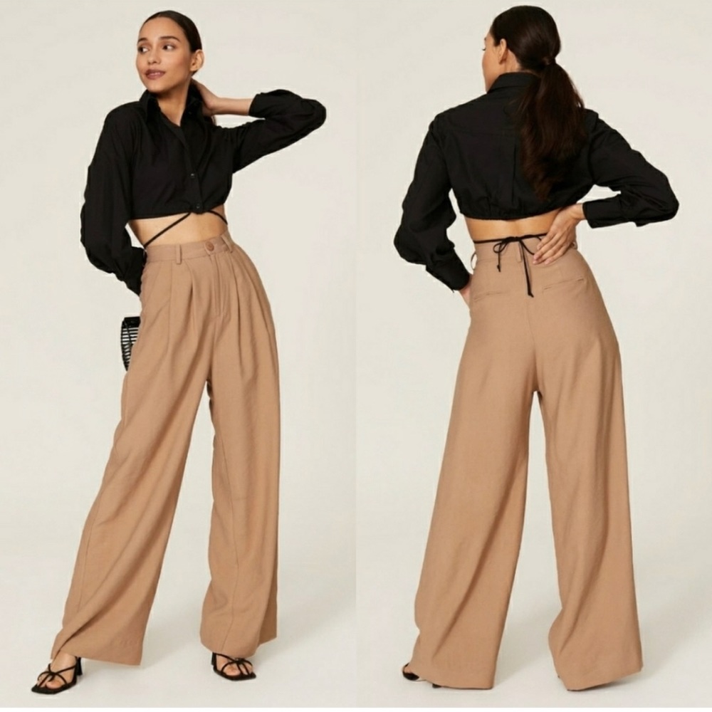 Nonchalant Camel Fabi Wide Leg Pants